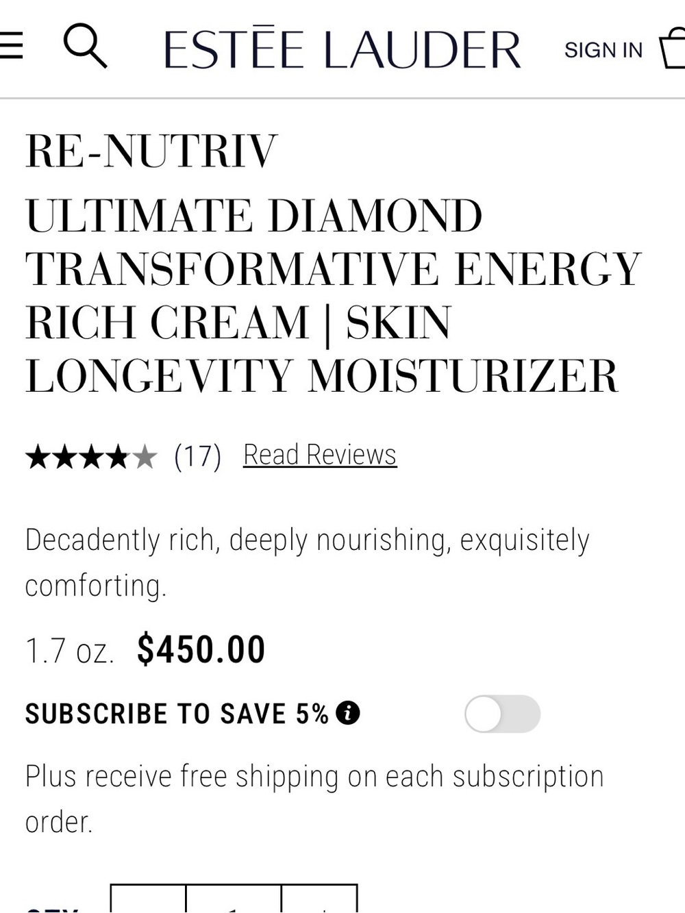 Estee Lauder Re-Nutriv Ultimate Diamond Crème - Gold and Clear - Picture 4 of 10